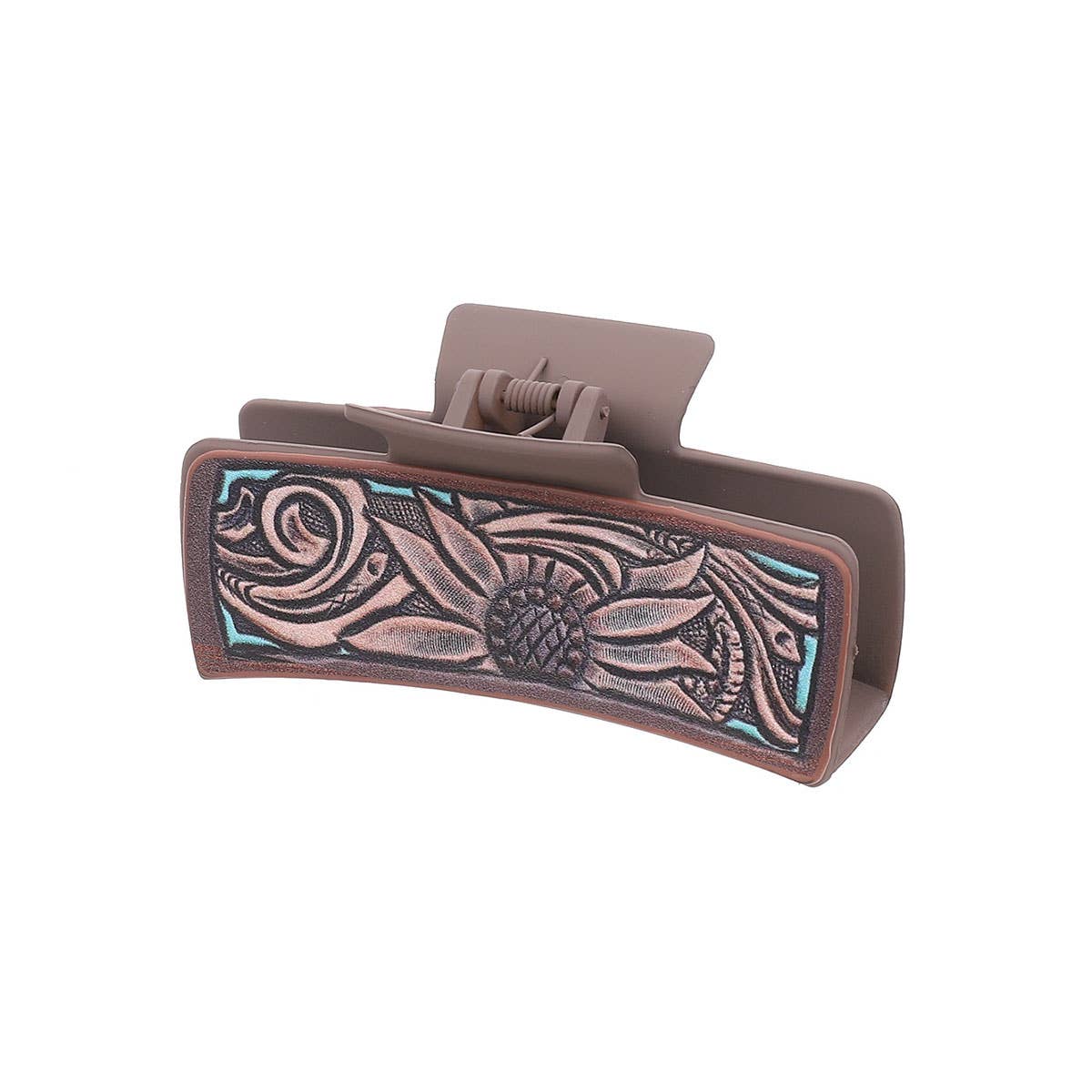 Cactus & Sunflower Faux Leather Hair Claw — Cowgirl Style