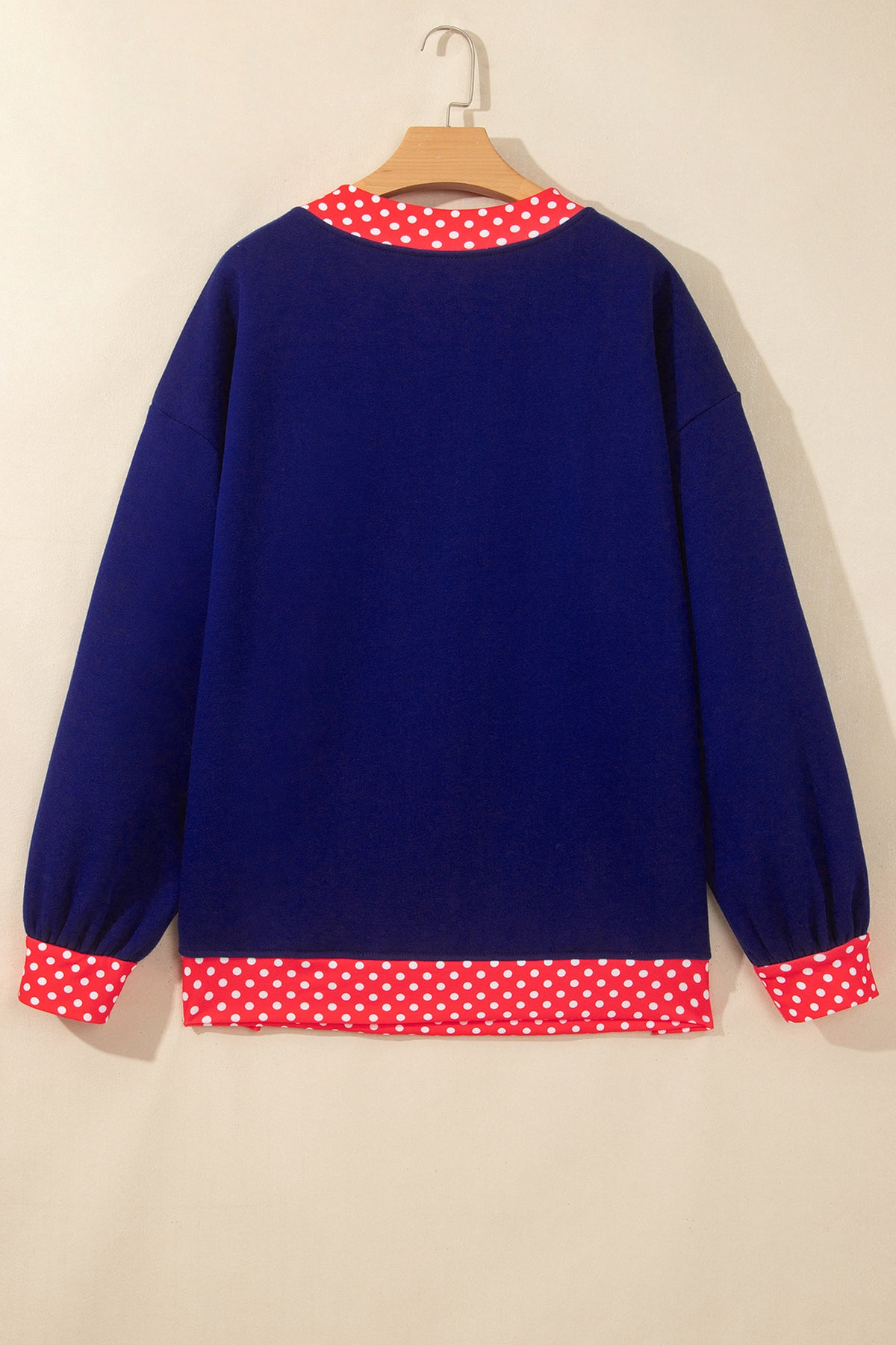 Polka-Dot Contrast-Trim Oversized Mock-Neck Sweatshirt