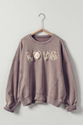 Boho "Love" Embellished Mineral Wash Sweatshirt