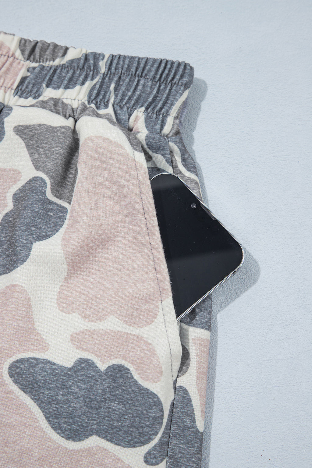 Multicolour Camo Patchwork Long-Sleeve Top and Shorts Set