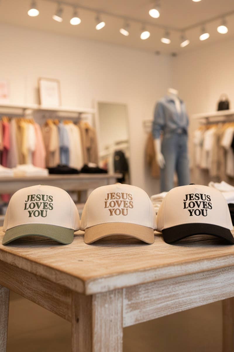 "Jesus Loves You" Two-Tone Cotton Cap