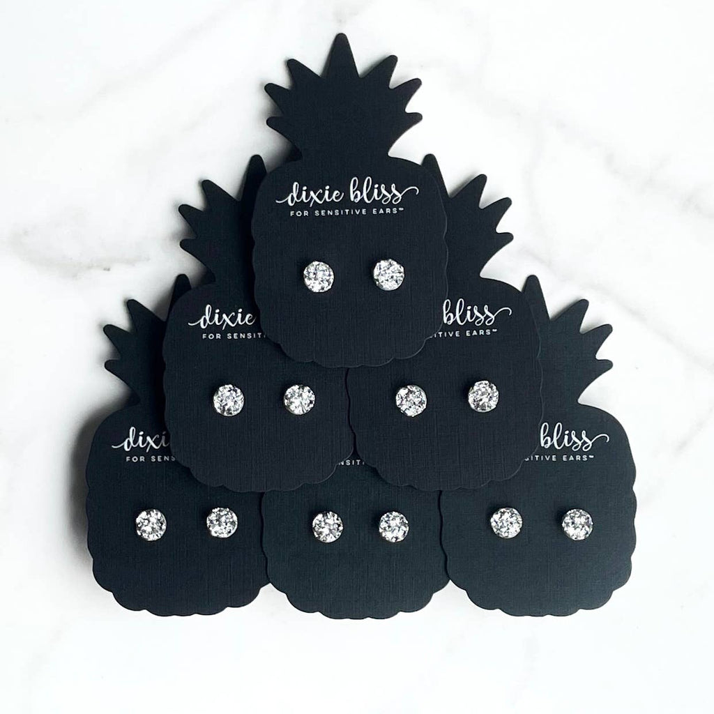 Minis in Silver — Silver Druzy Stud Earrings