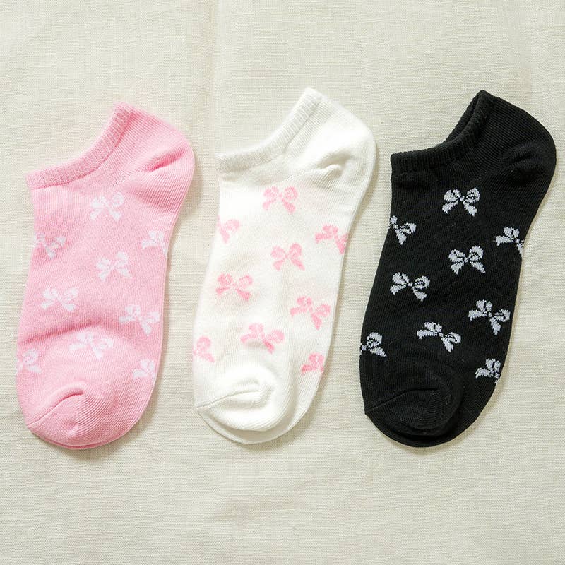 Ribbon Bow Print Low-Cut Socks — 6-Pack
