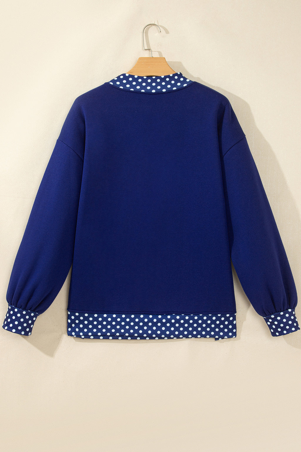 Polka-Dot Contrast-Trim Oversized Mock-Neck Sweatshirt