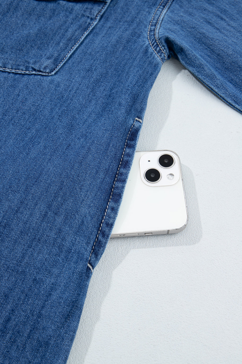 Sail Blue Western Pocket Denim Tunic Shirt