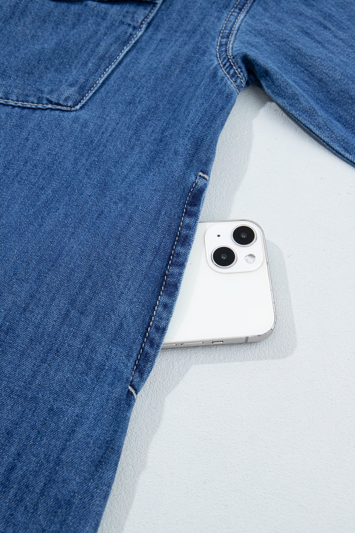 Sail Blue Western Pocket Denim Tunic Shirt