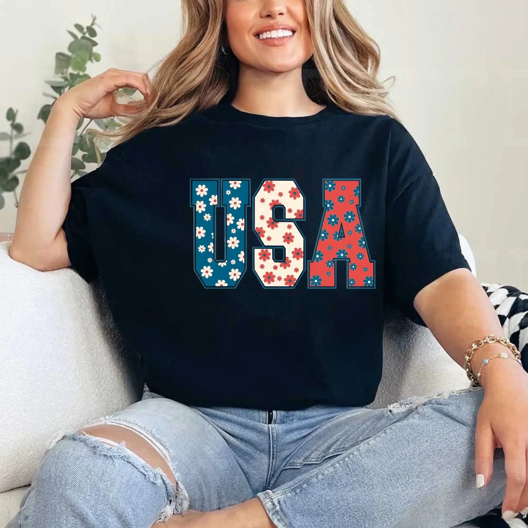 USA Floral T-Shirt