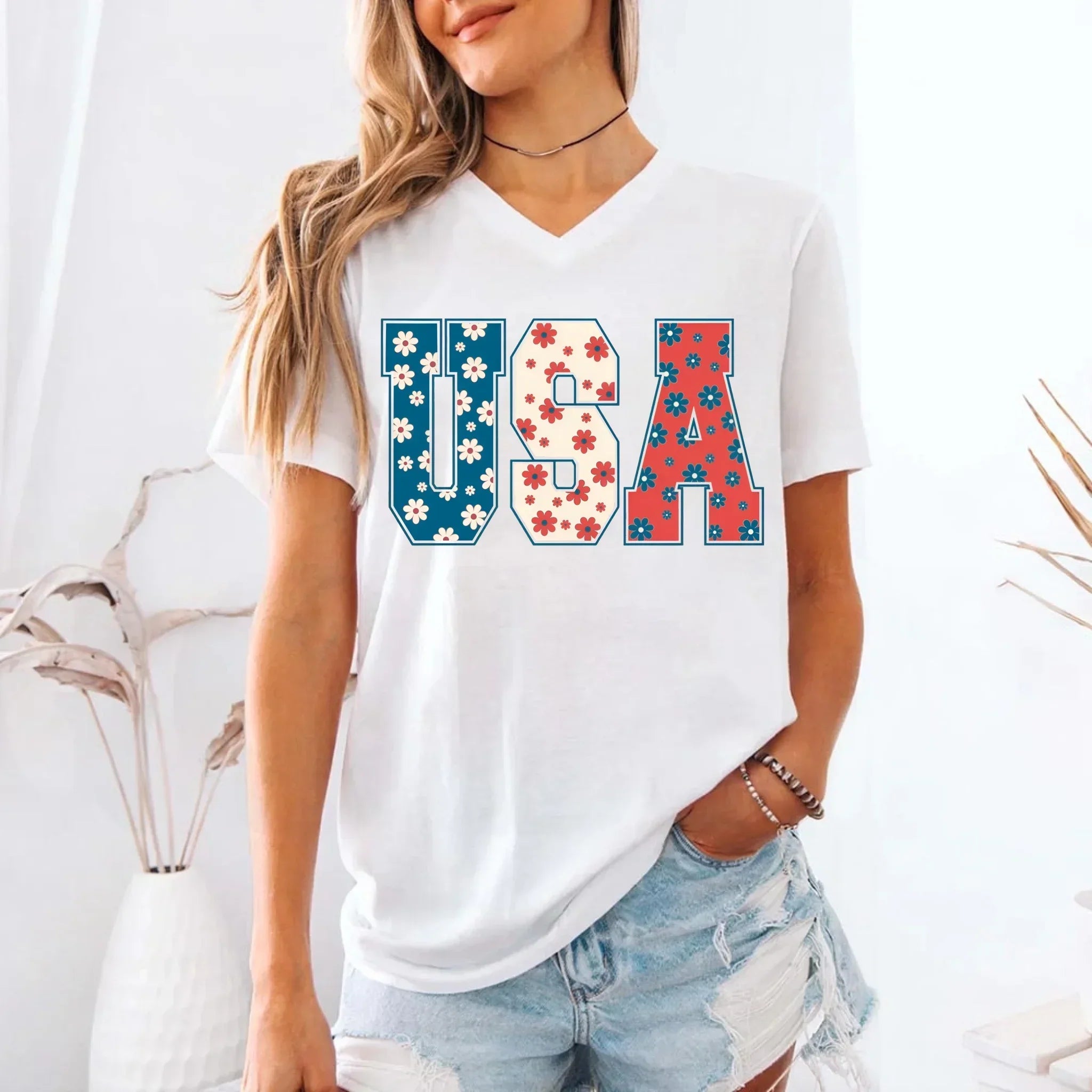 USA Floral T-Shirt