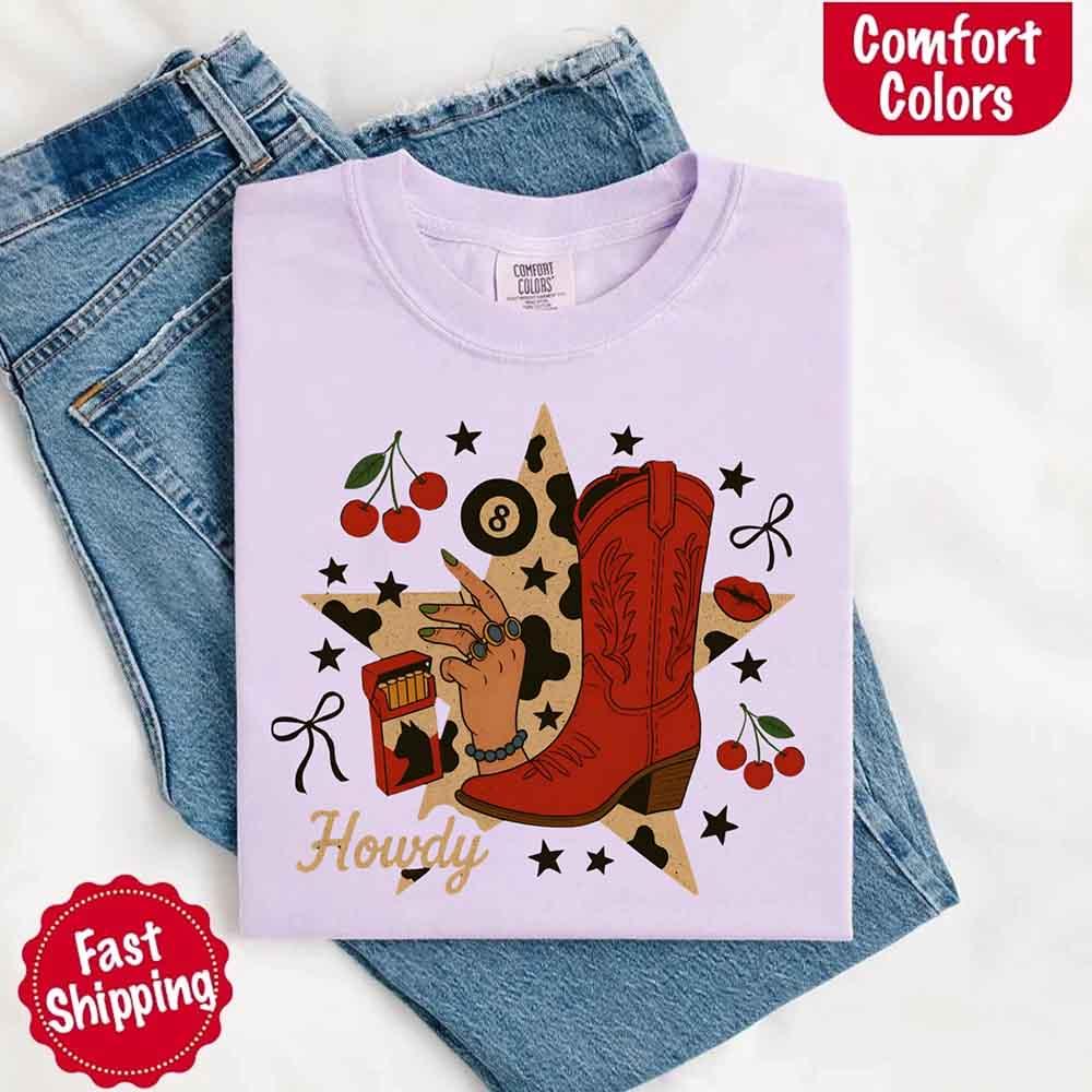 Howdy Cowgirl Star Collage Tee