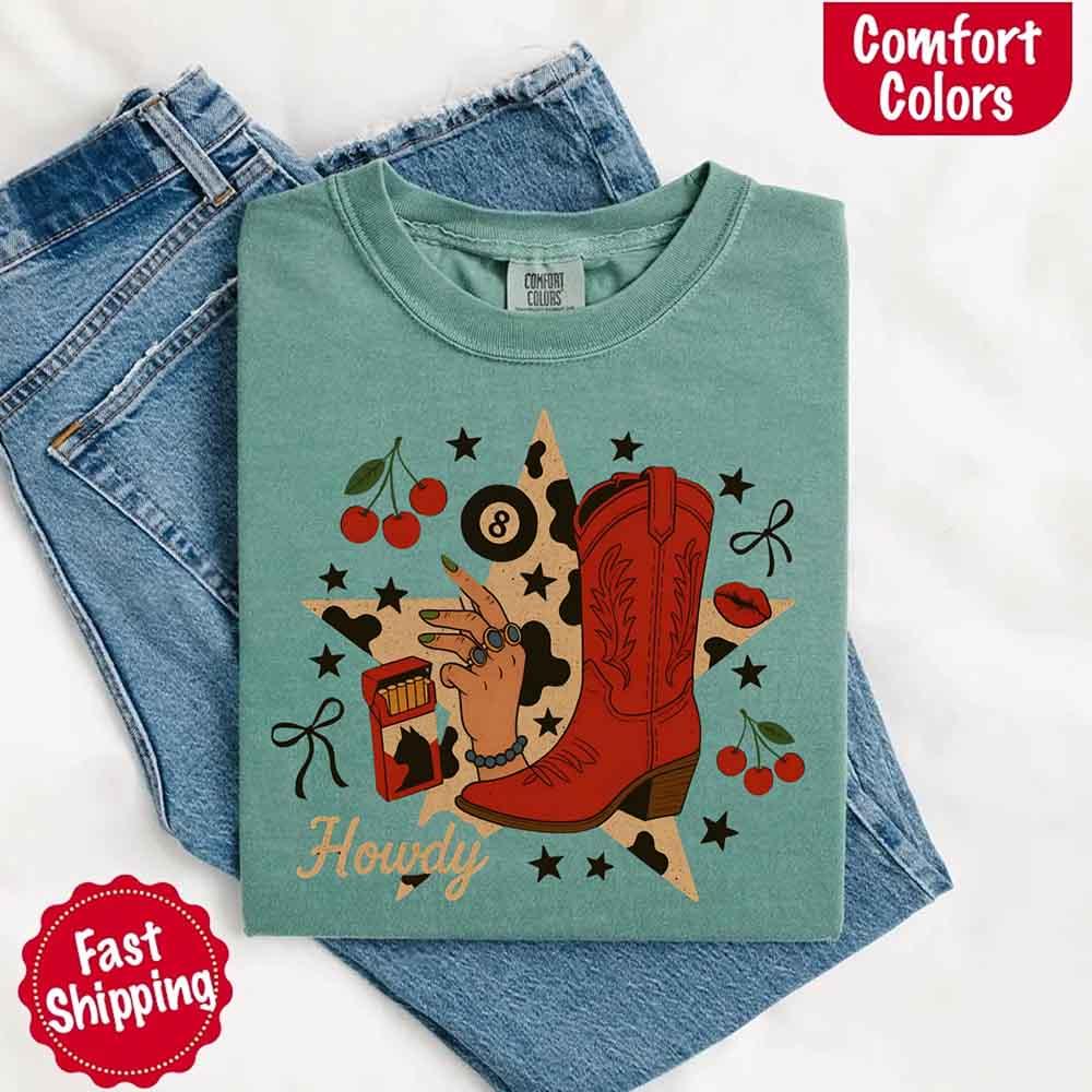 Howdy Cowgirl Star Collage Tee