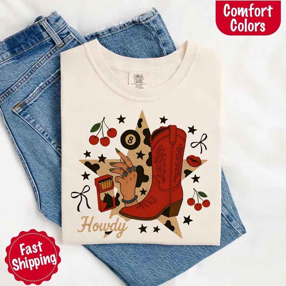 Howdy Cowgirl Star Collage Tee