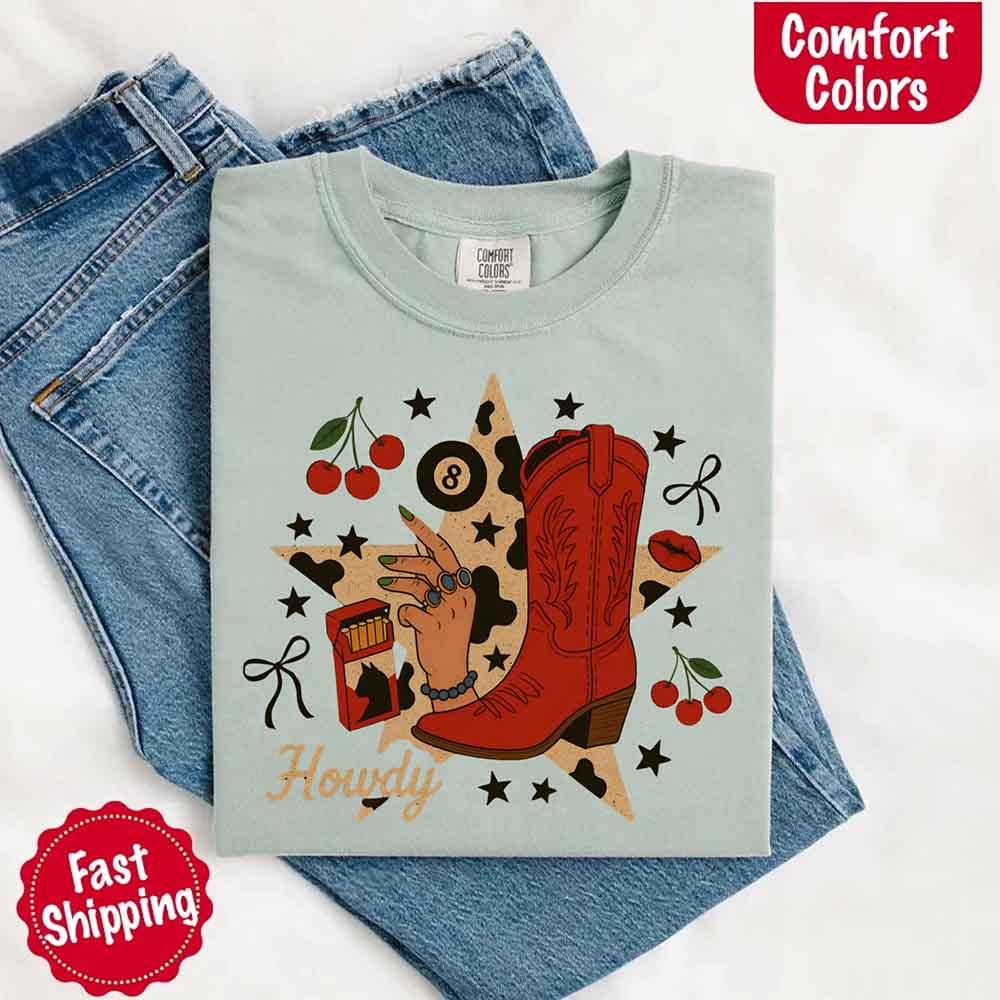 Howdy Cowgirl Star Collage Tee