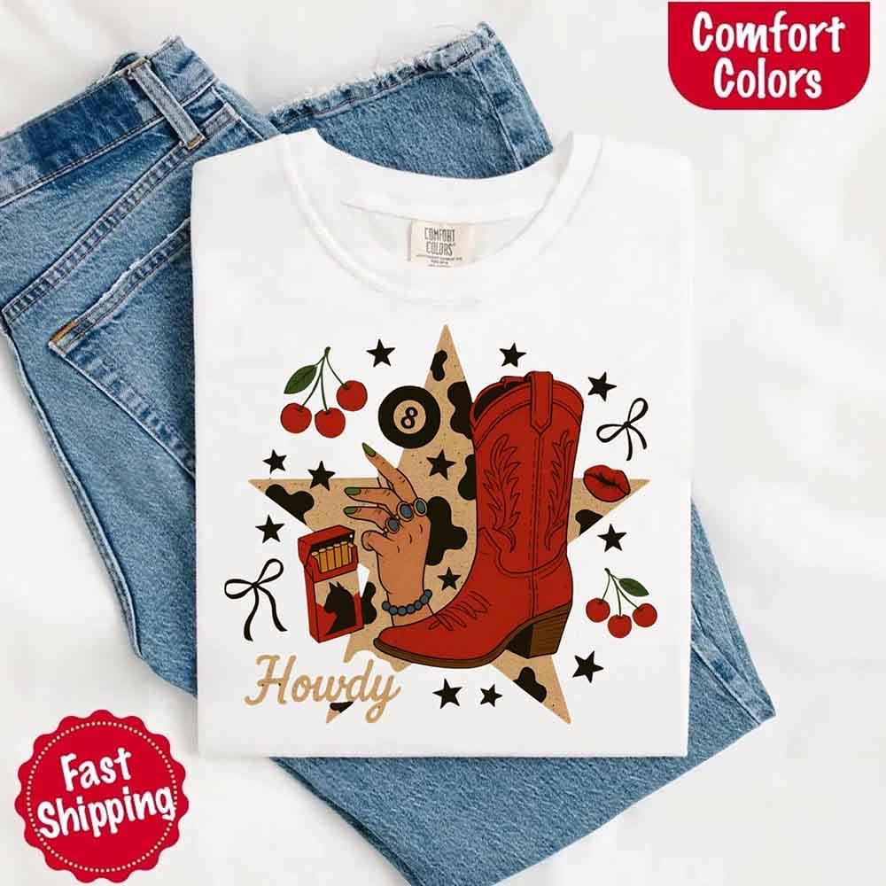 Howdy Cowgirl Star Collage Tee