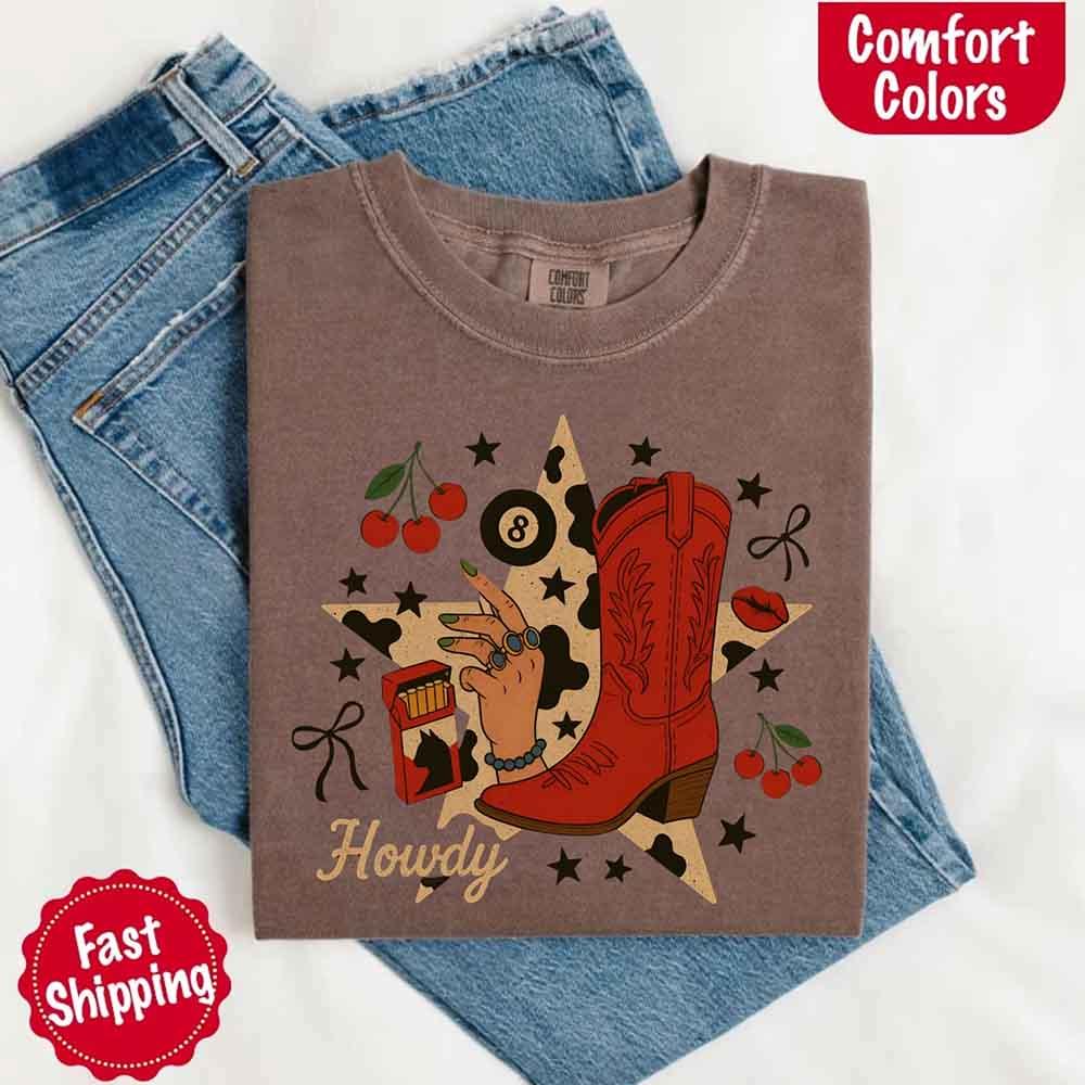 Howdy Cowgirl Star Collage Tee