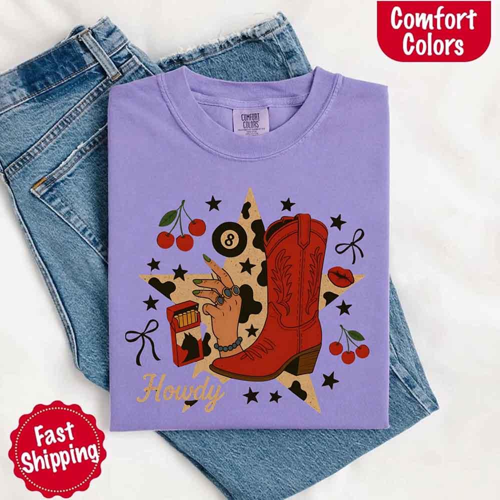 Howdy Cowgirl Star Collage Tee