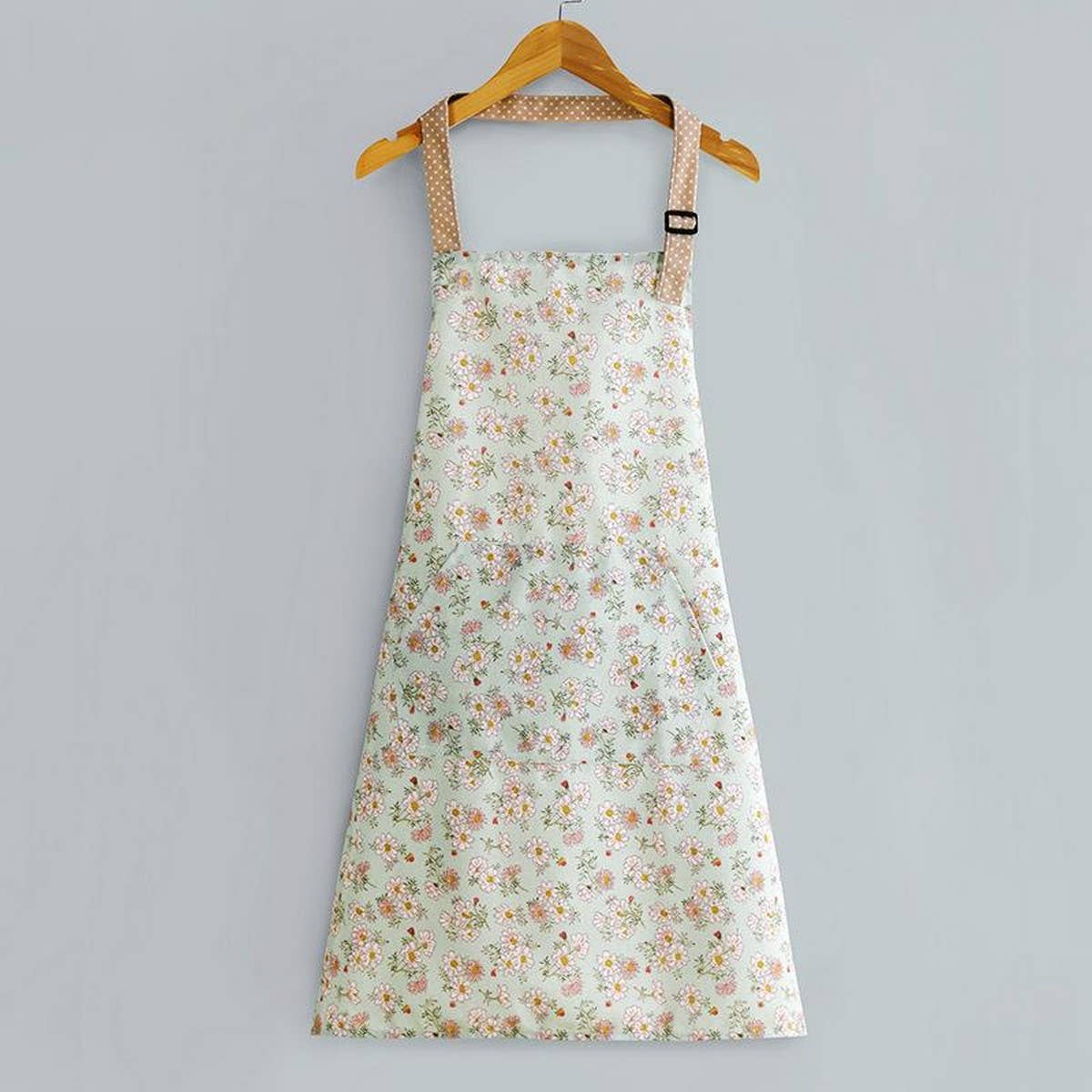 Floral Canvas Apron with Pockets — Waterproof & Oil-Proof