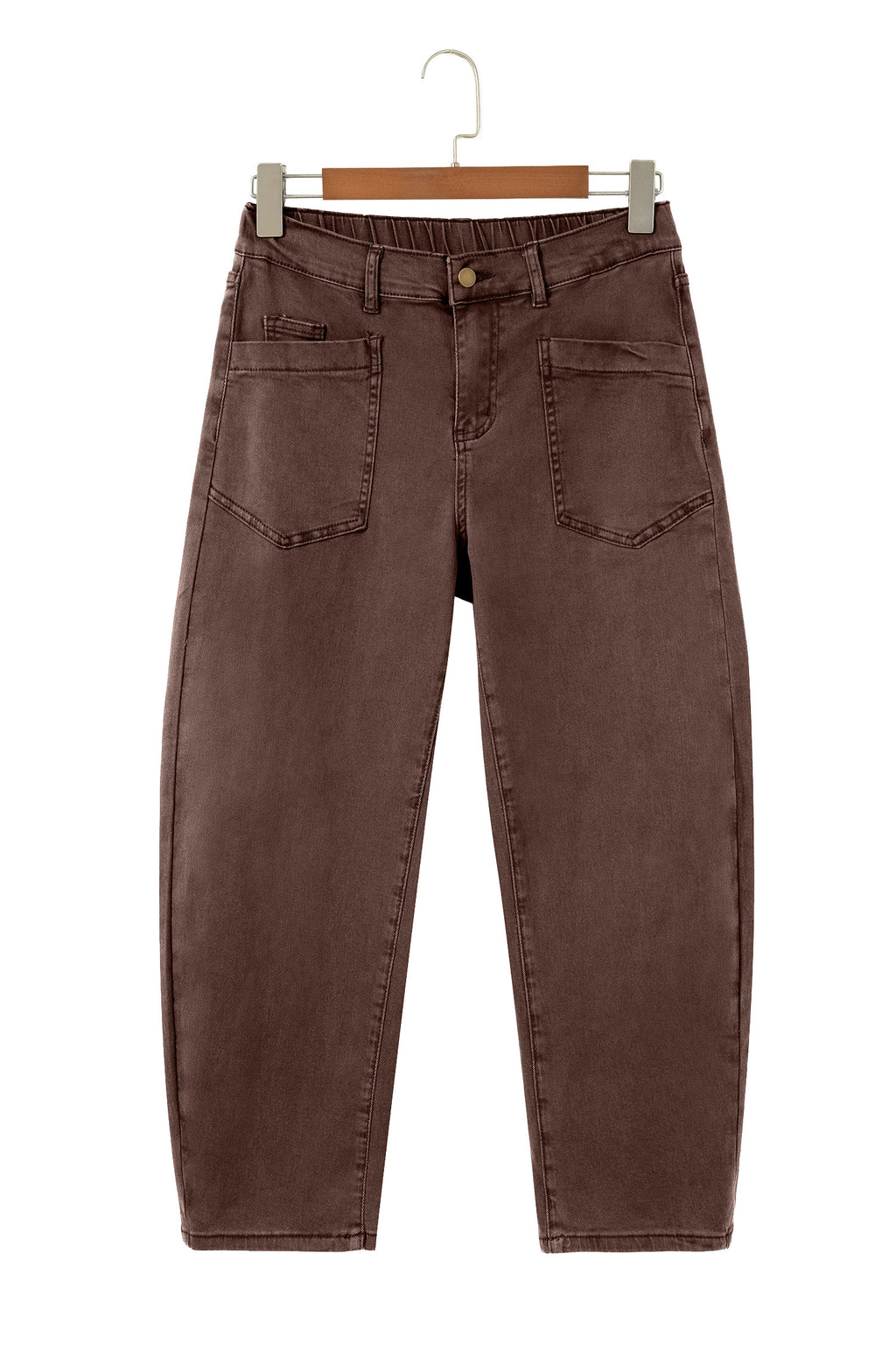 Mid-Rise Square-Pocket Ankle-Length Barrel Jeans