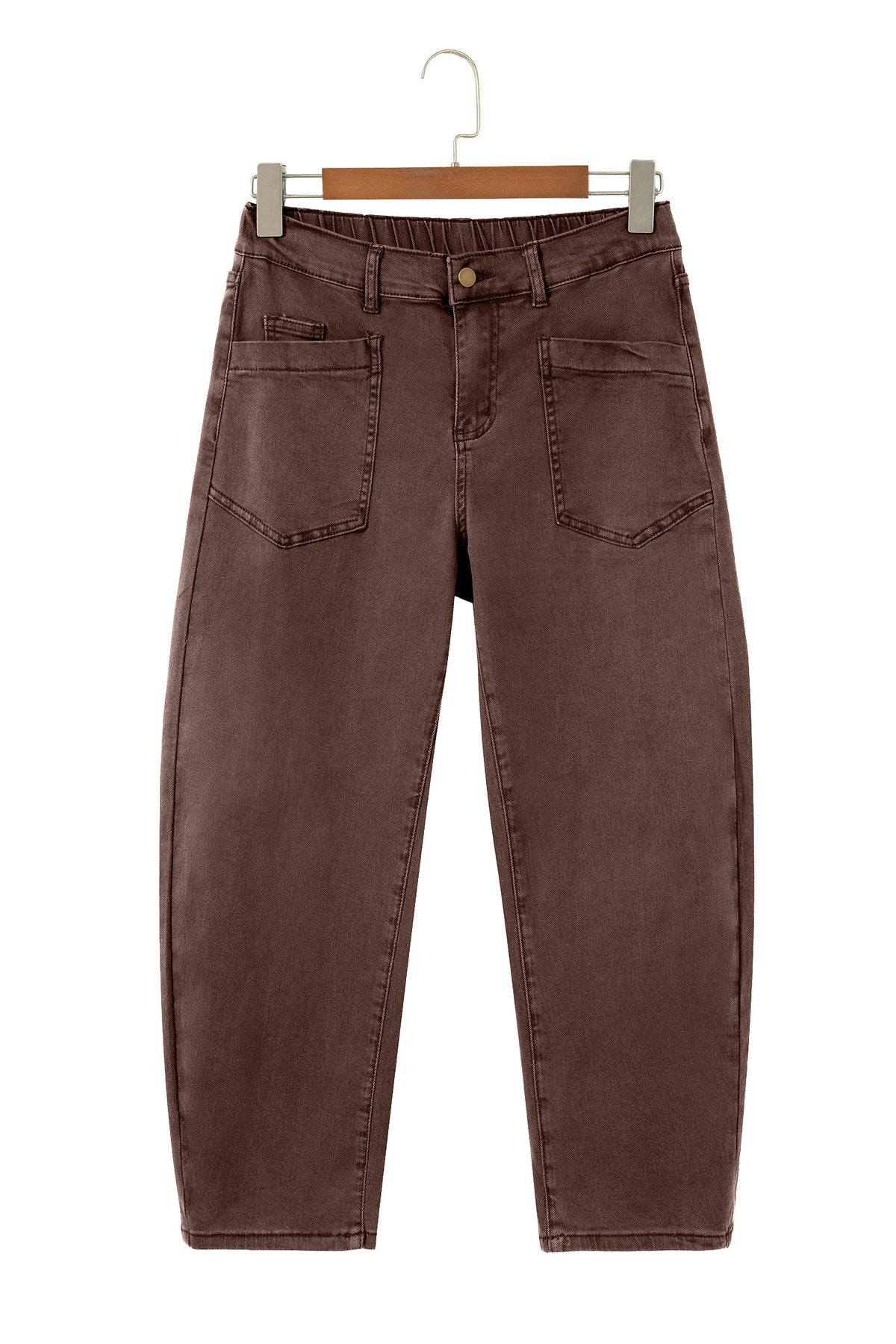 Mid-Rise Square-Pocket Ankle-Length Barrel Jeans