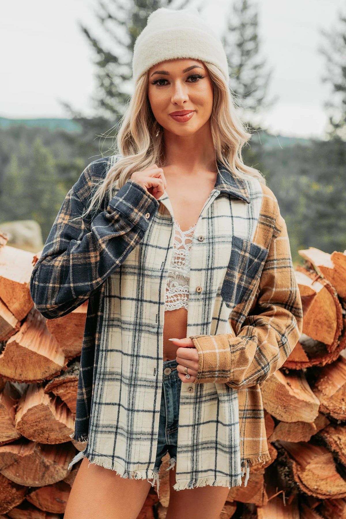 Multicolor Plaid Button-Up Shacket