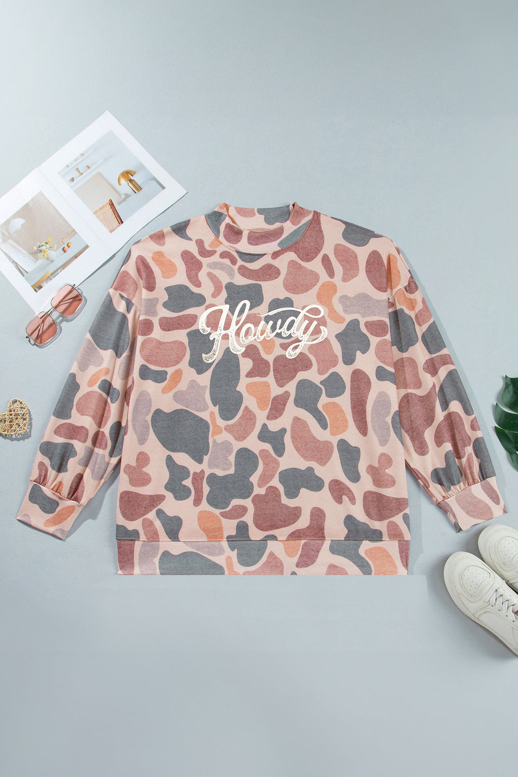 Plus-Size Camo HOWDY Crewneck Sweatshirt