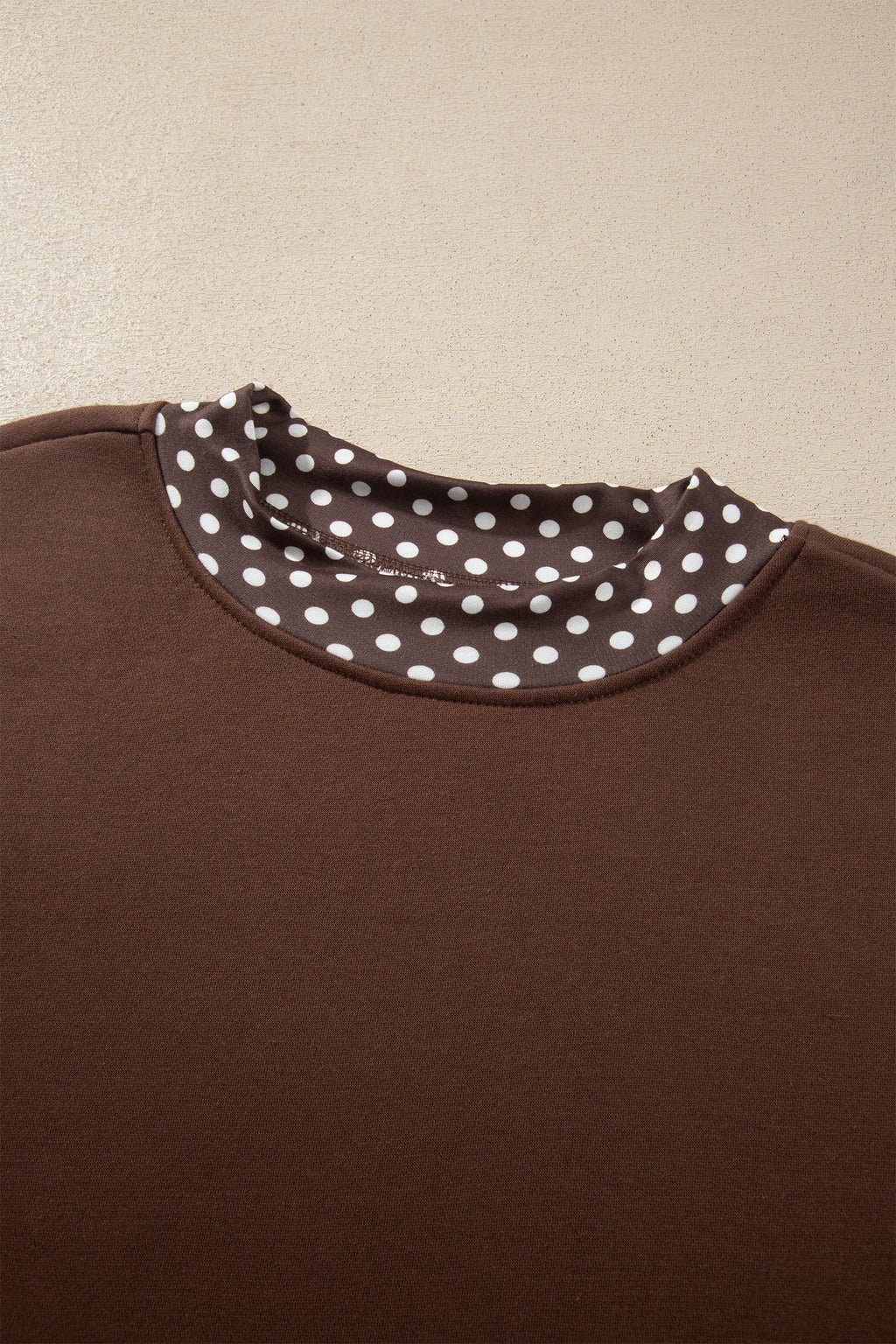 Polka-Dot Contrast-Trim Oversized Mock-Neck Sweatshirt