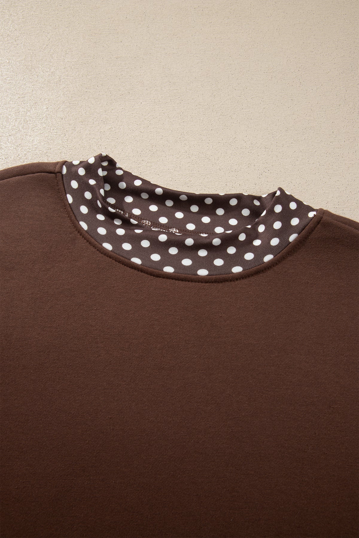 Polka-Dot Contrast-Trim Oversized Mock-Neck Sweatshirt