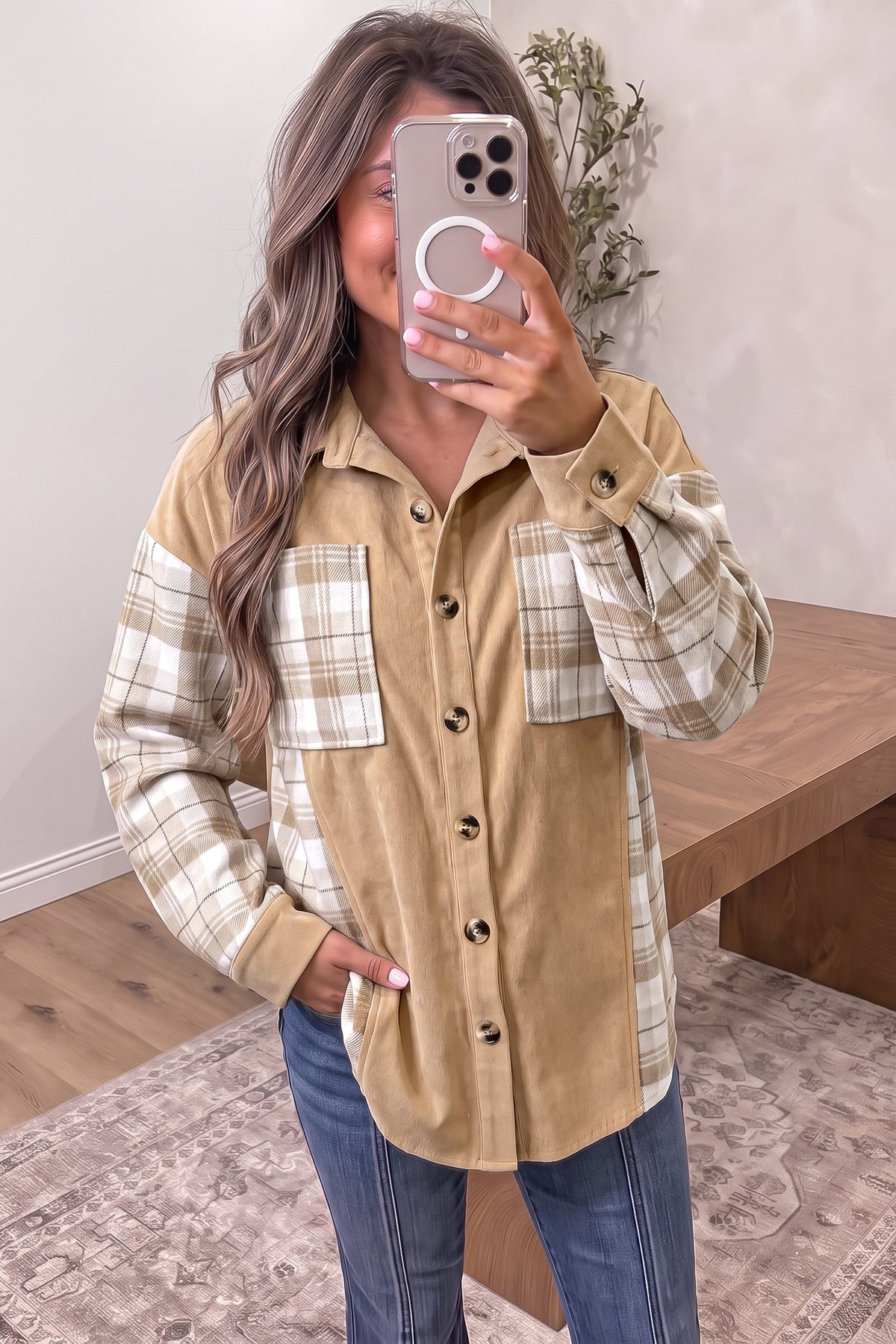 Multicolor Plaid Relaxed Button-Up Shacket