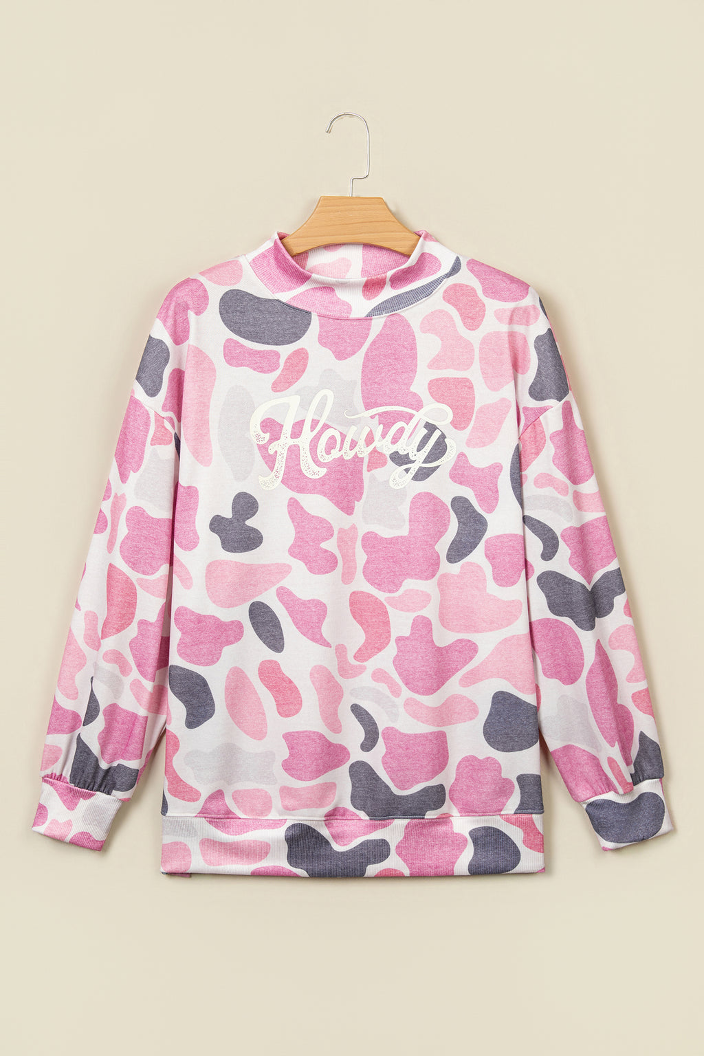 Camo HOWDY Mock-Neck Relaxed Tunic Sweatshirt