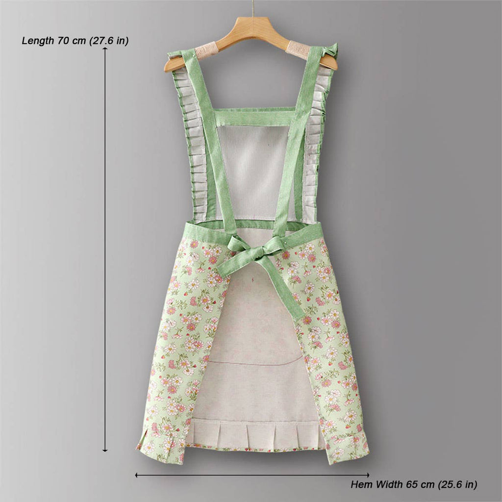 Floral Cotton Apron for Women with Adjustable Straps