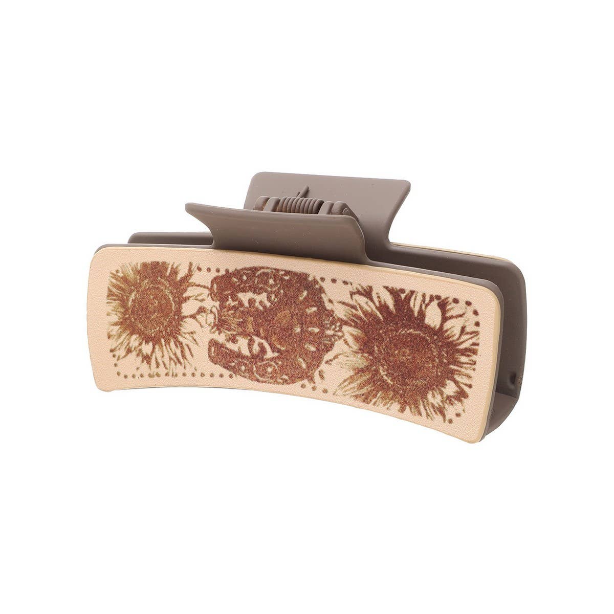 Cactus Print Faux Leather Hair Claw Clip — Western Style