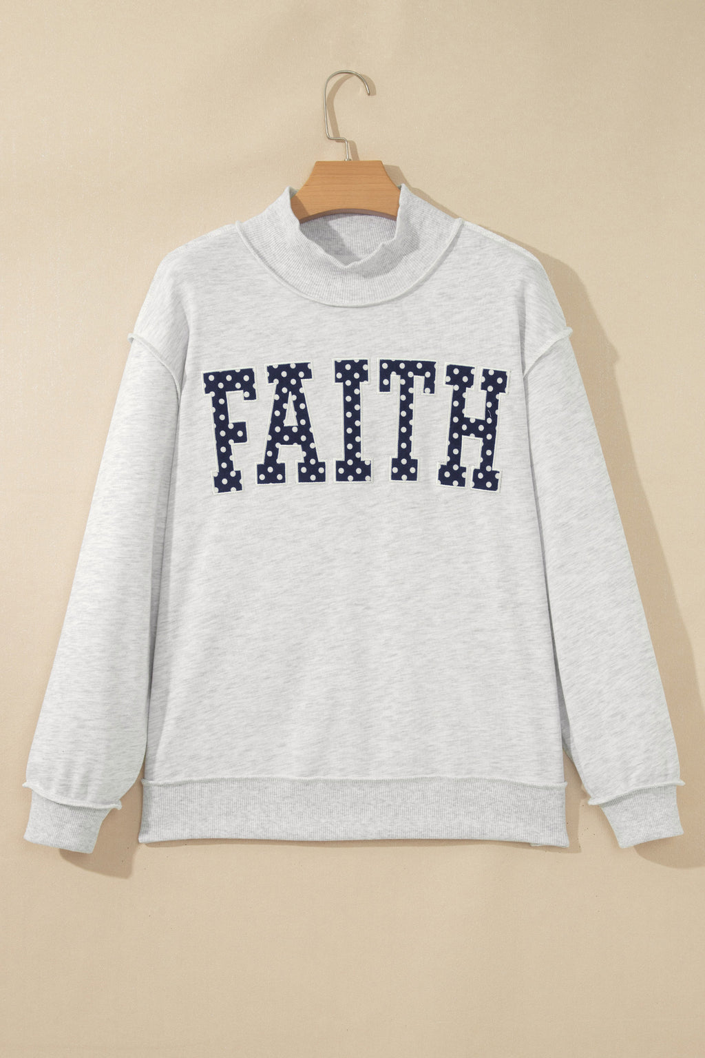 Light Grey FAITH Polka-Dot High-Neck Sweatshirt