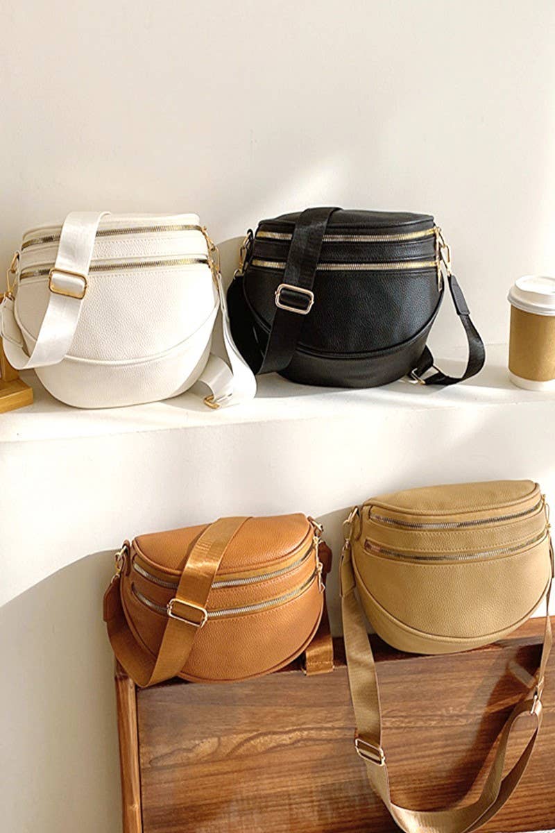 Vegan Leather Multi-Pocket Crossbody Bag