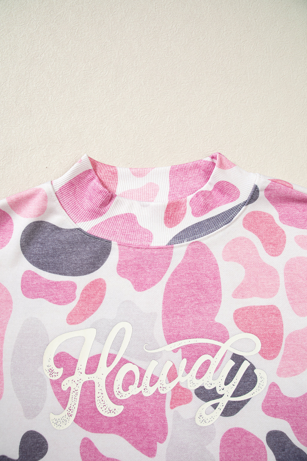 Camo HOWDY Mock-Neck Relaxed Tunic Sweatshirt