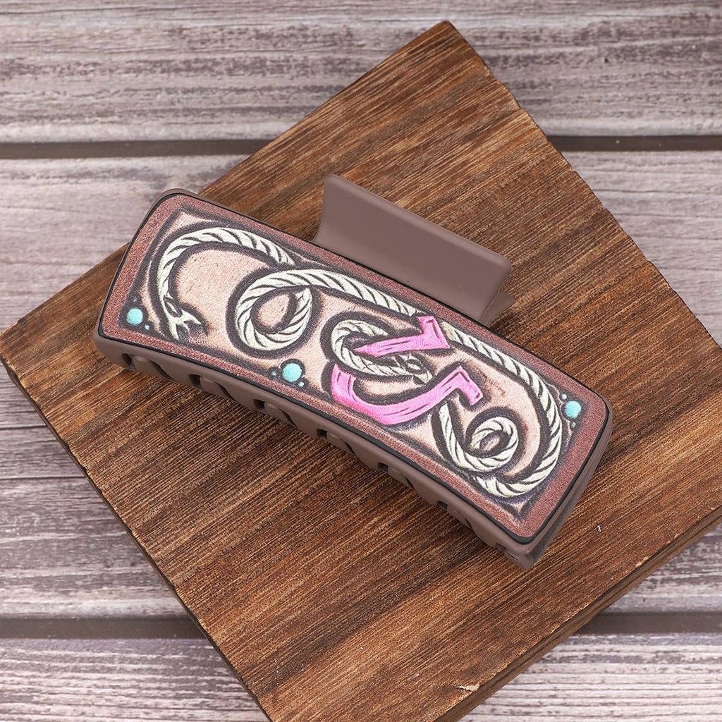 Cactus & Sunflower Faux Leather Hair Claw — Cowgirl Style