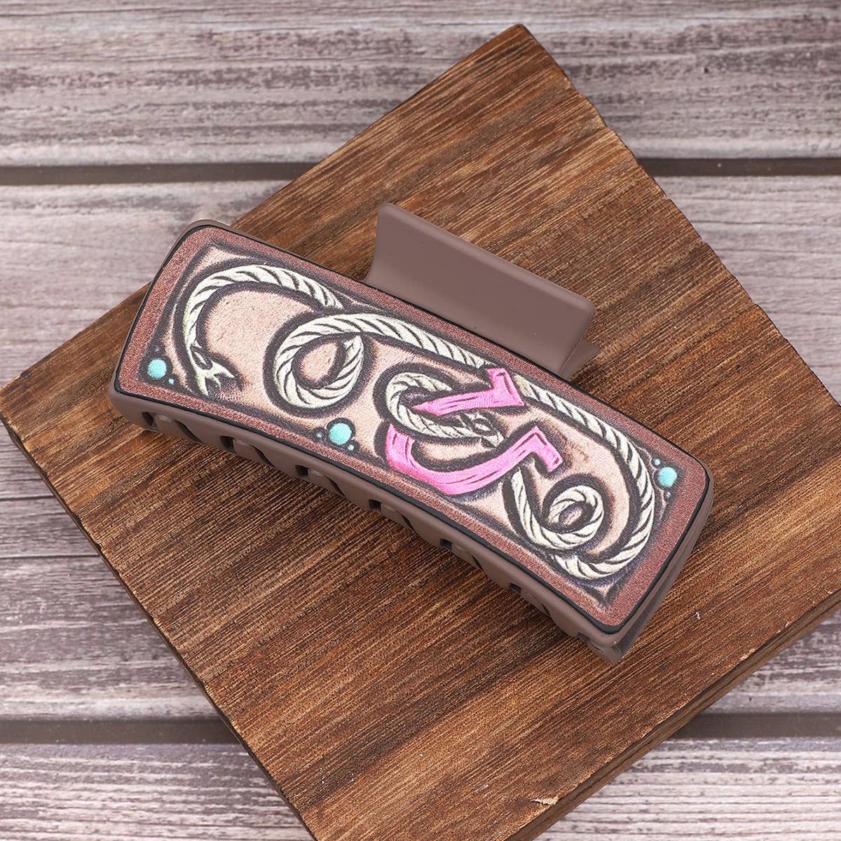 Cactus & Sunflower Faux Leather Hair Claw — Cowgirl Style