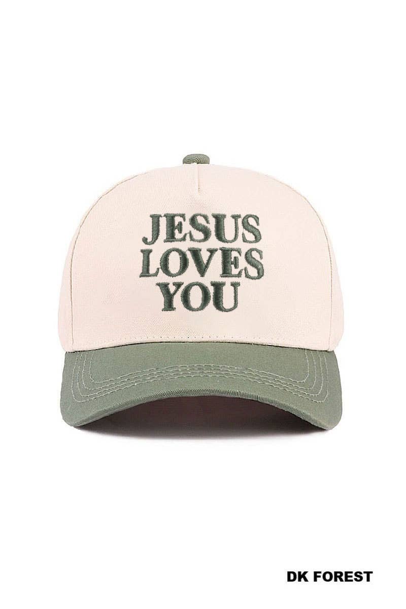 "Jesus Loves You" Two-Tone Cotton Cap