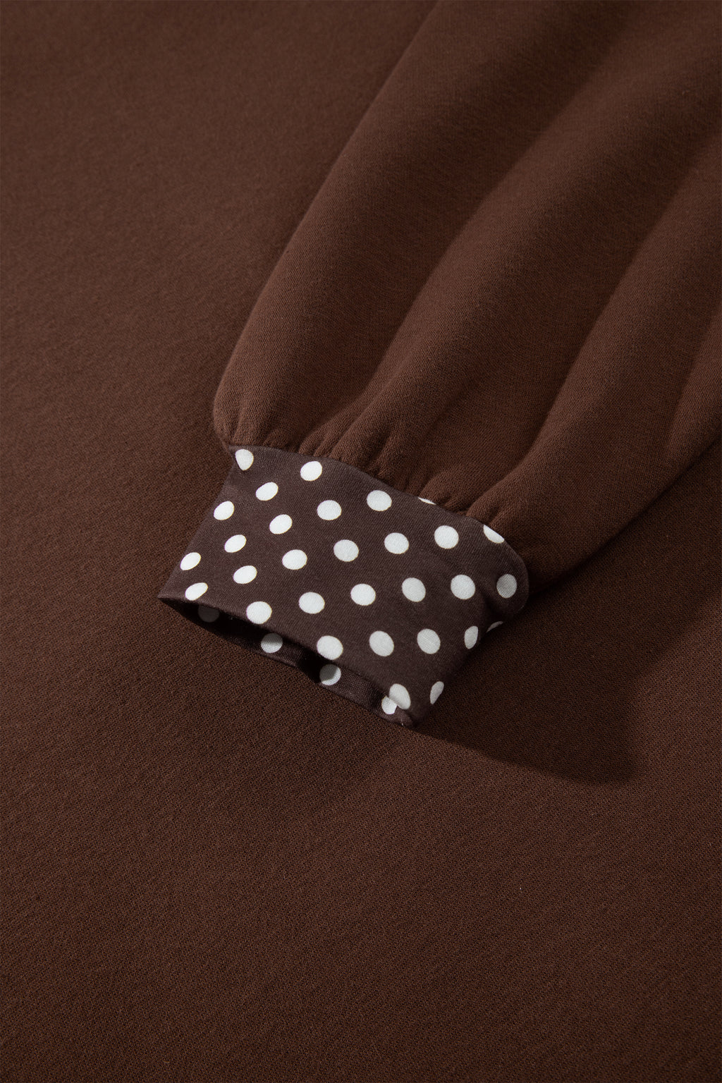 Polka-Dot Contrast-Trim Oversized Mock-Neck Sweatshirt