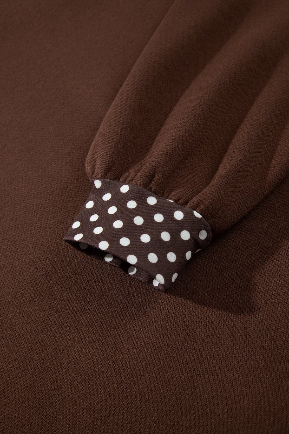 Polka-Dot Contrast-Trim Oversized Mock-Neck Sweatshirt