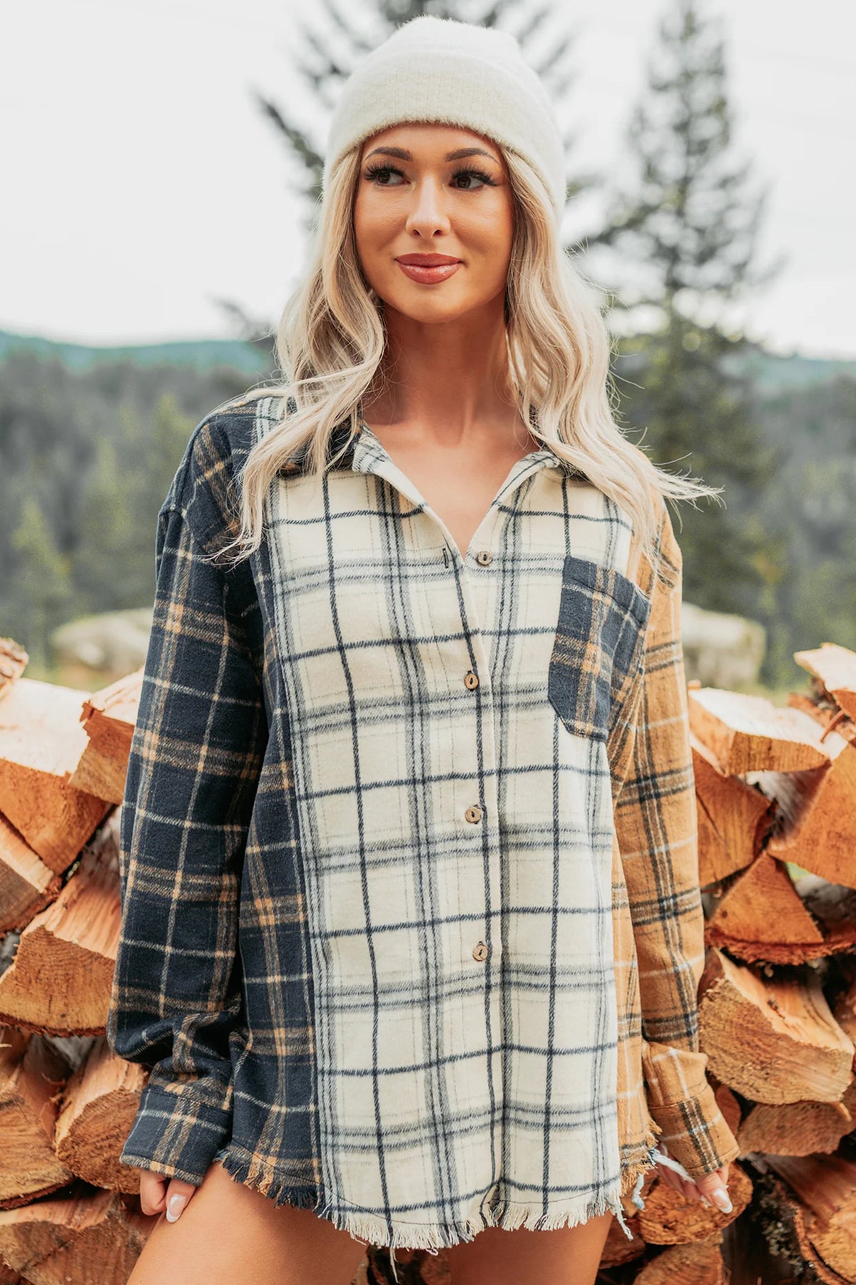 Multicolor Plaid Button-Up Shacket