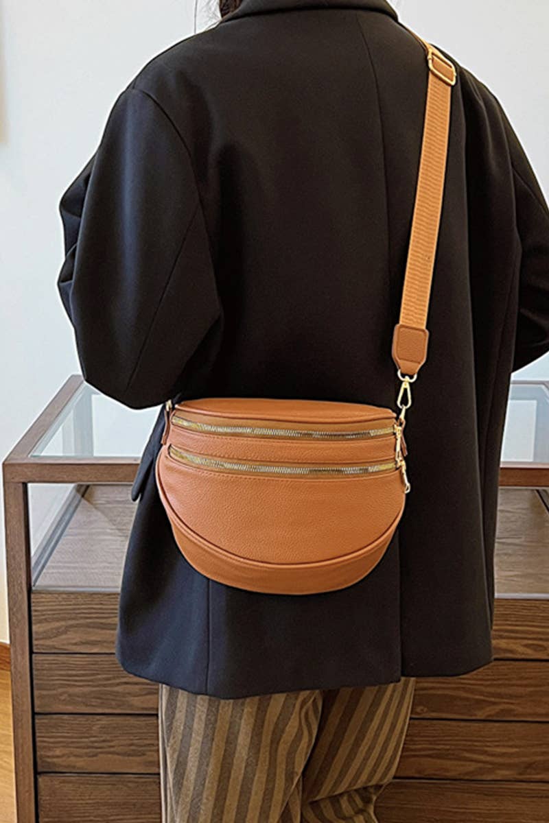 Vegan Leather Multi-Pocket Crossbody Bag