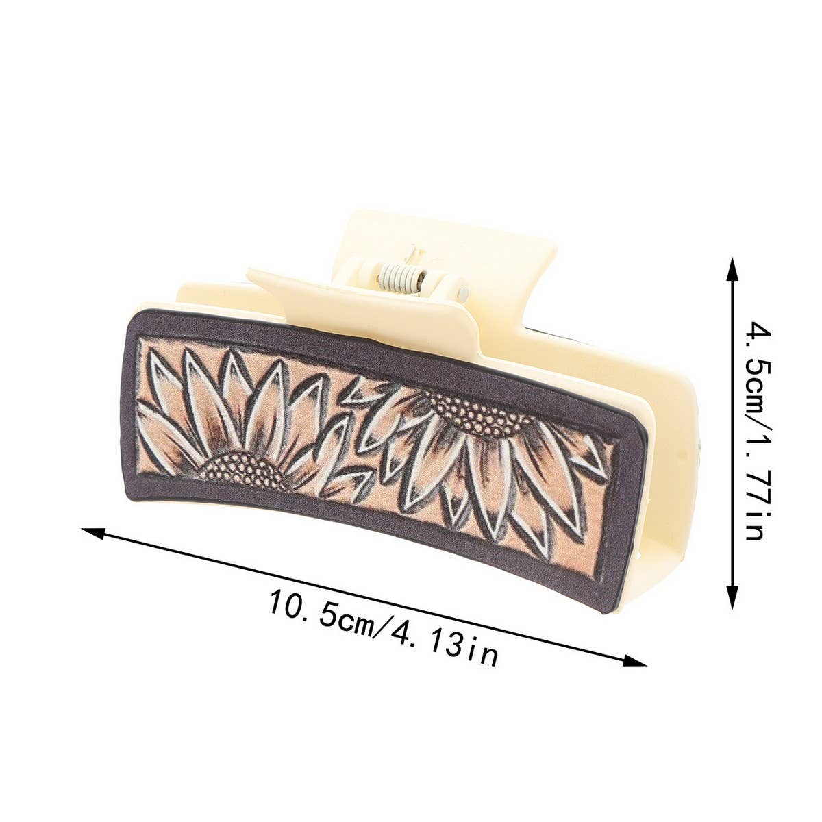 Western Sunflower Faux Leather Hair Claw Clip