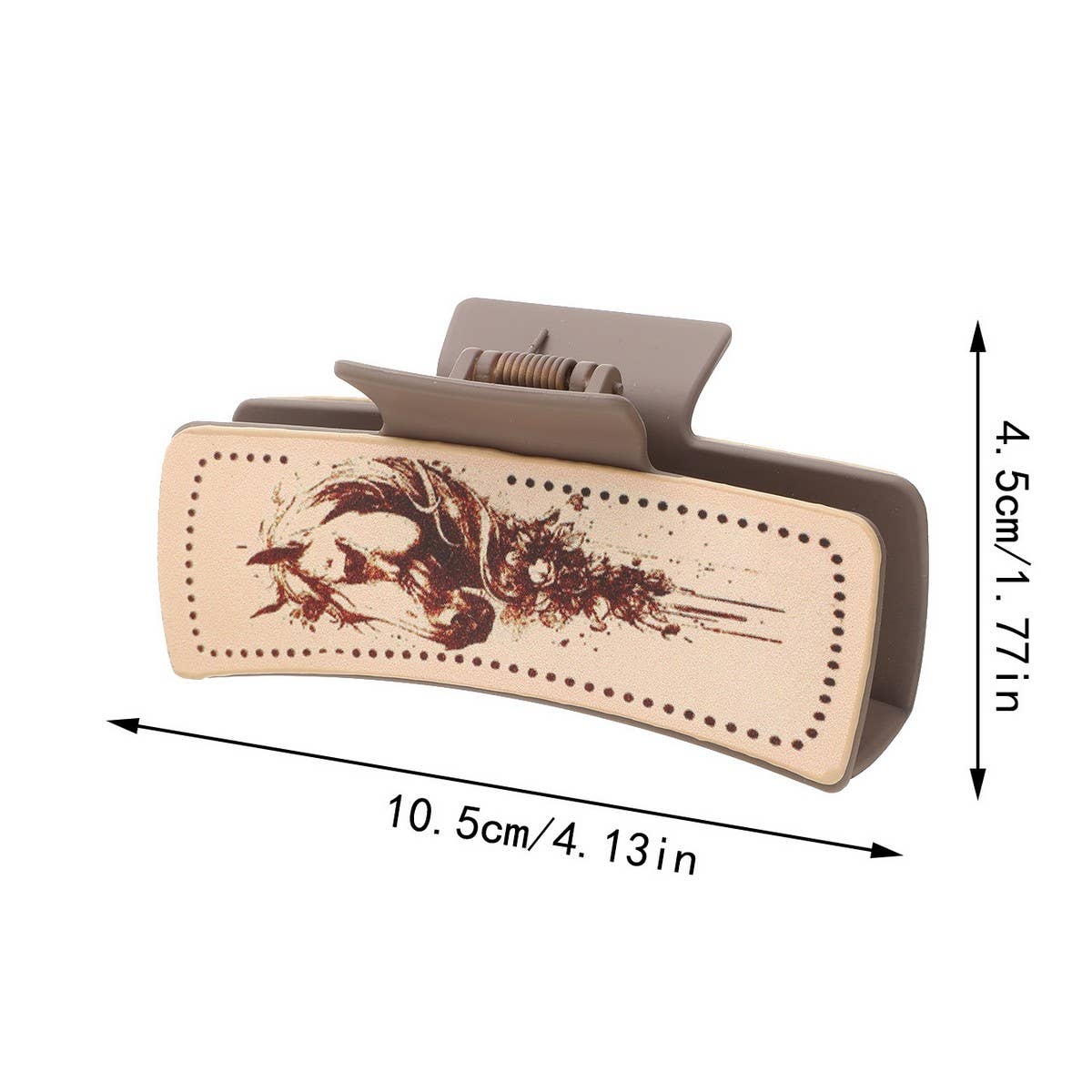 Cactus Print Faux Leather Hair Claw Clip — Western Style