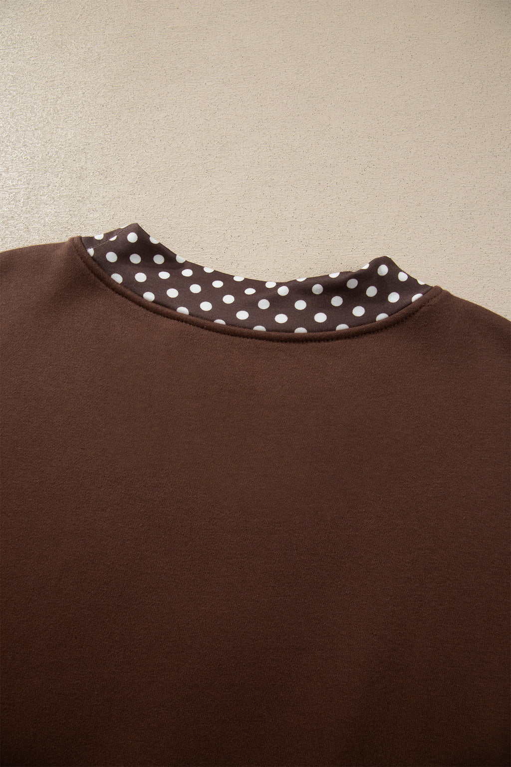 Polka-Dot Contrast-Trim Oversized Mock-Neck Sweatshirt