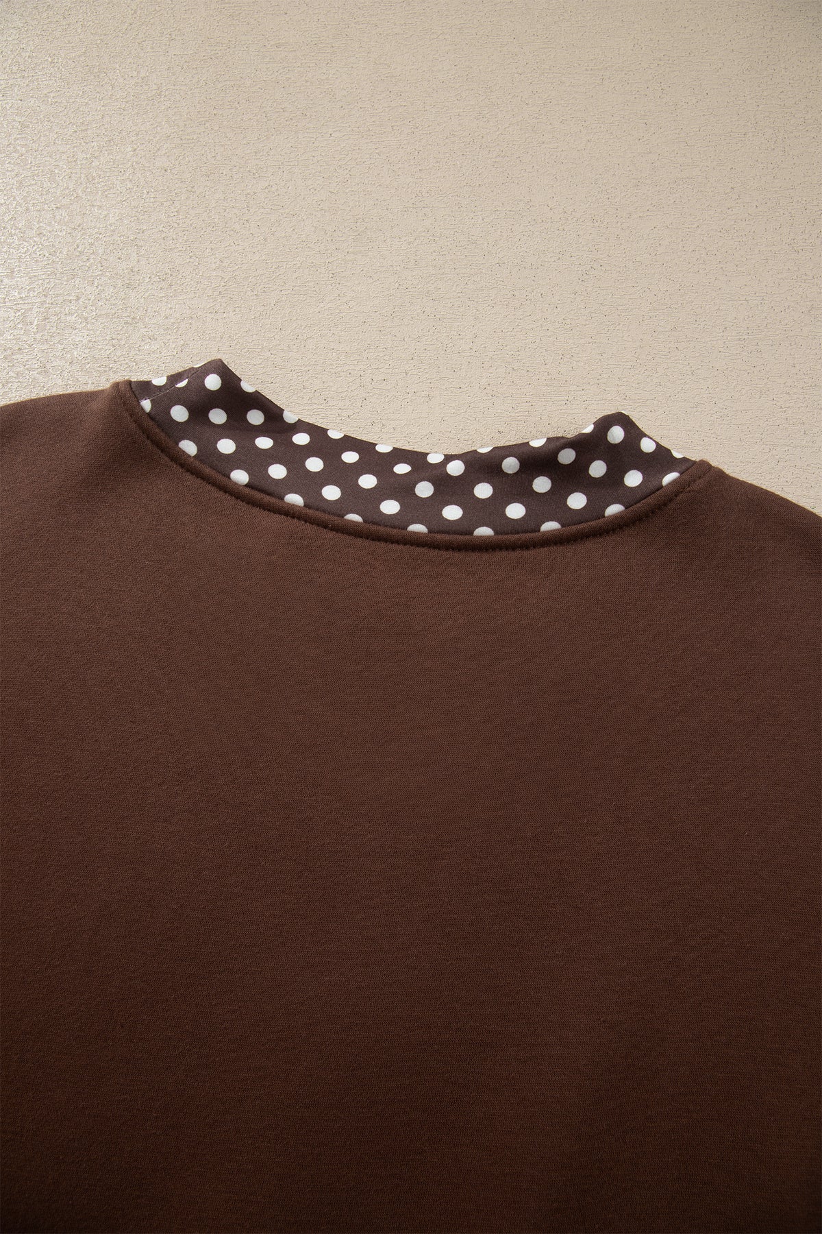 Polka-Dot Contrast-Trim Oversized Mock-Neck Sweatshirt