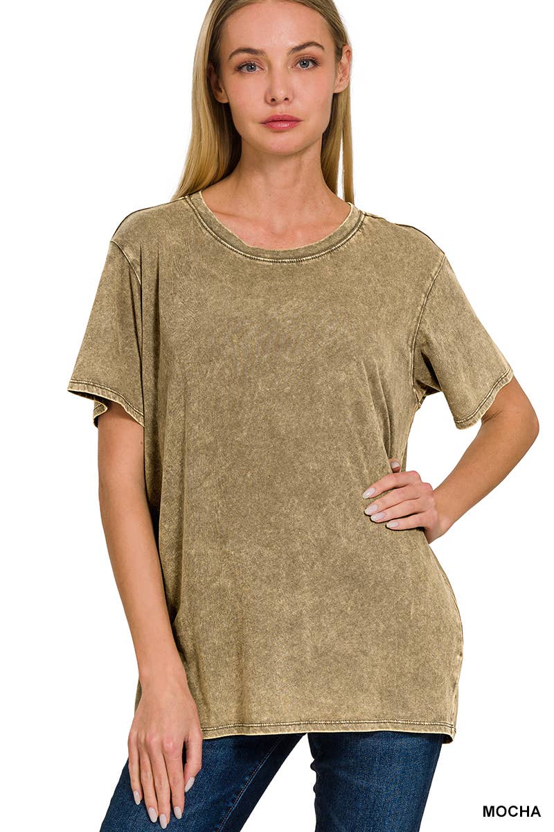 Washed Vintage Cotton Short Sleeve Top