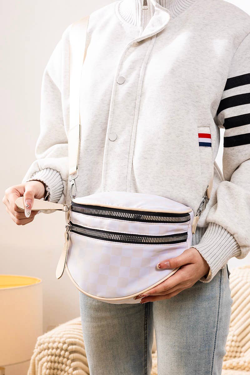 Double Zip Crescent Sling Bag
