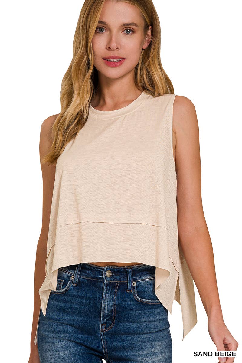 Shark Bite Hem Sleeveless Top