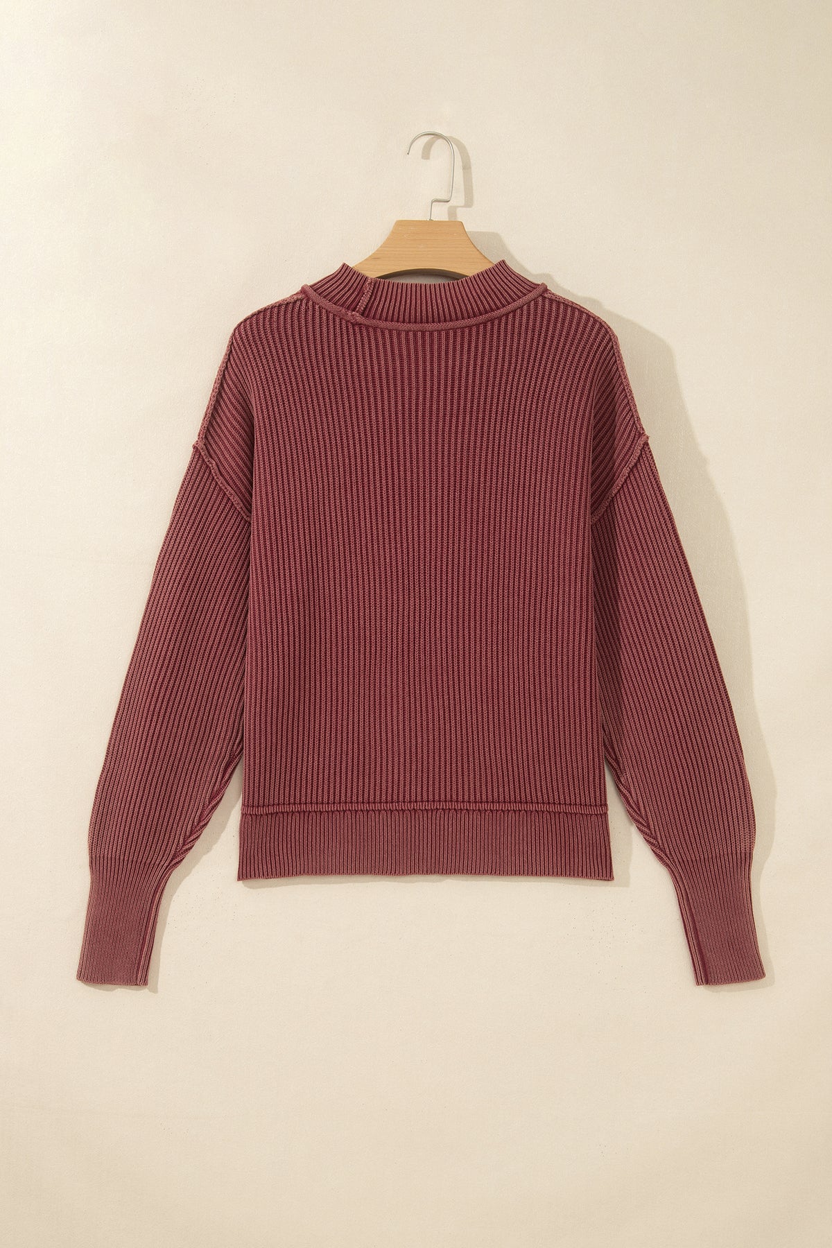 Red Dahlia Ribbed High-Neck Sweater