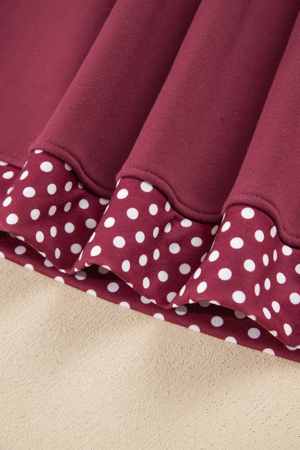 Polka-Dot Contrast-Trim Oversized Mock-Neck Sweatshirt