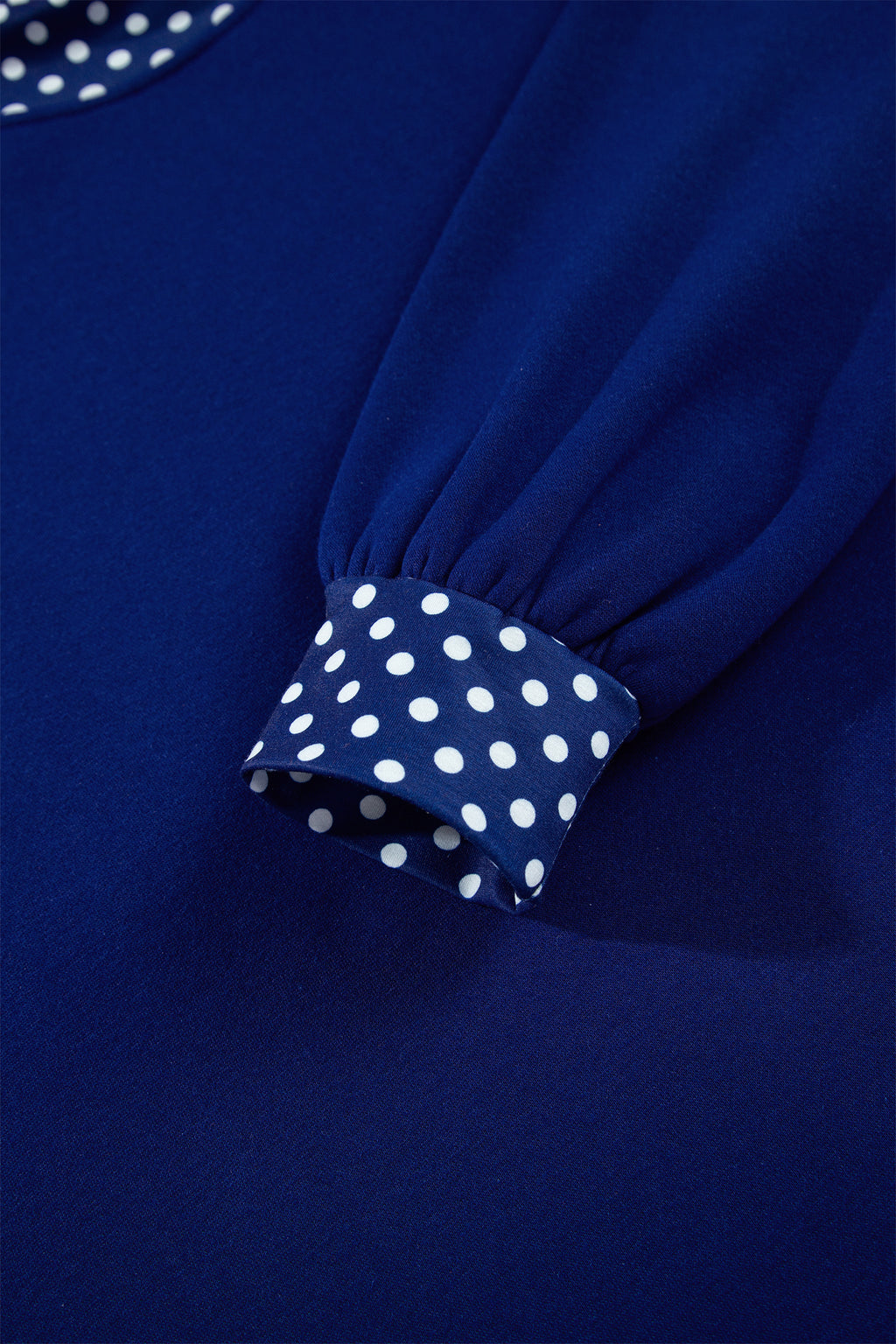 Polka-Dot Contrast-Trim Oversized Mock-Neck Sweatshirt